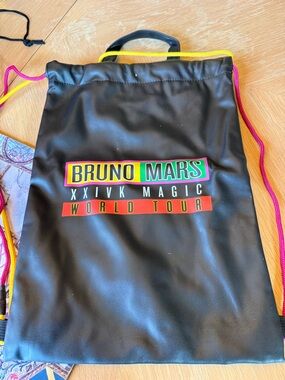 Bruno Mars XXIVK Magic World Tour Drawstring Bag - Black with Neon Logo